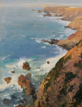 St.agnes Point,cornwall Artwork by Herbert James Gunn