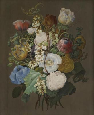 A Still Life Of A Bouquet Of Tulips, Roses And Other Flowers Artwork by Jan Frans van Dael