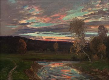 Sunset At Eggedal, Norway Artwork by Christian Skredsvig