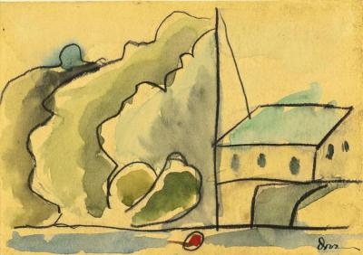 Harbor With Red Buoy Artwork by Arthur Dove