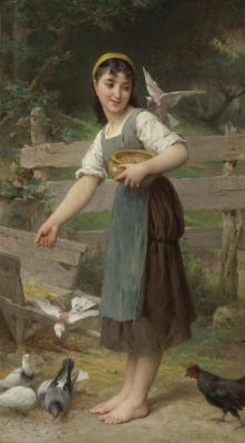 Feeding The Doves Artwork by Emile Munier