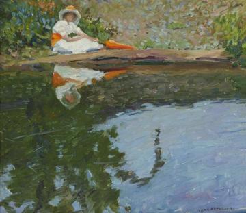 Lady By A Lake Artwork by Jane Peterson