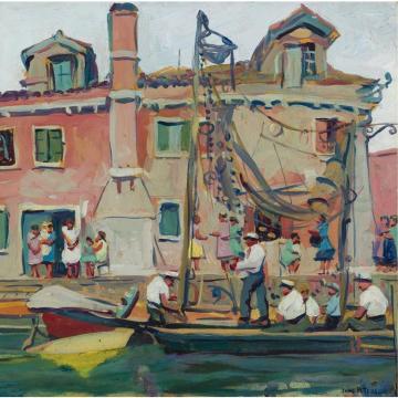 Venetian Canal Scene Artwork by Jane Peterson