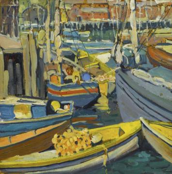 Boats At Harbor Artwork by Jane Peterson