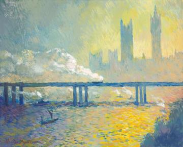 Charing Cross Railway Bridge (early Morning) Artwork by Claude Oscar Monet