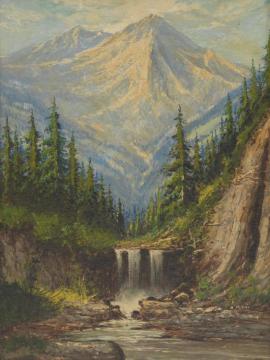 Mountainscape With Waterfall Artwork by Laszlo Neogrady