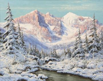 Mountainscape In Winter Artwork by Laszlo Neogrady