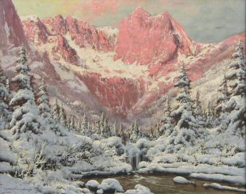 A Sunrise Scene In A Wintry Mountain Pass Artwork by Laszlo Neogrady