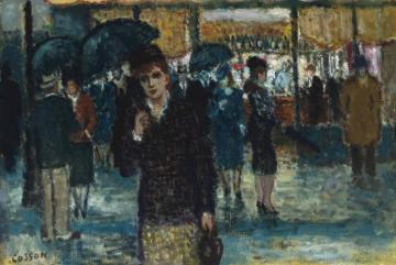 ScÈne De Rue Sous La Pluie Artwork by Jean Louis Marcel Cosson
