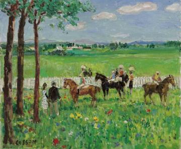 Le Paddock Champ De Course Artwork by Jean Louis Marcel Cosson