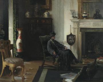 An Elegant Lady Seated By The Fireplace Artwork by Albert Chevallier Tayler