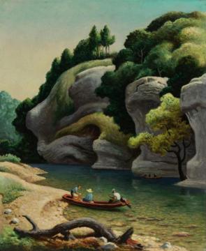 Jon Boat - Buffalo River Artwork by Thomas Hart Benton