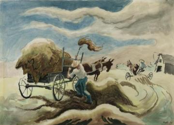 Hayfield Artwork by Thomas Hart Benton