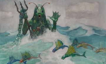 Sea Monster Artwork by Newell Convers (N.C.) Wyeth