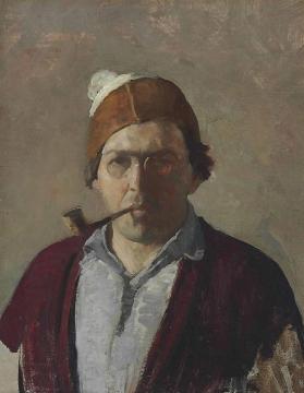 Self-portrait With Pipe Artwork by Newell Convers (N.C.) Wyeth