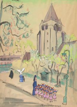 Parisian Street Scene With Madeline, Miss Clavel, And Pupils Artwork by Ludwig Bemelmans