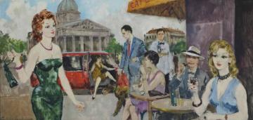 Outdoor CafÉ Scene Artwork by Ludwig Bemelmans