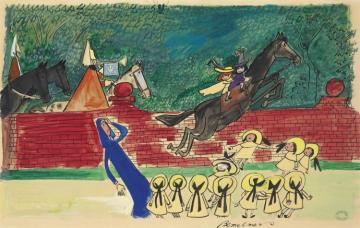 Pepito Gets Mounted, And Madeline With Him Artwork by Ludwig Bemelmans