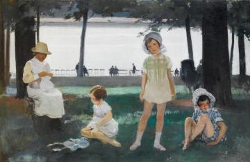 Design For A Portrait Group Artwork by Herbert James Gunn