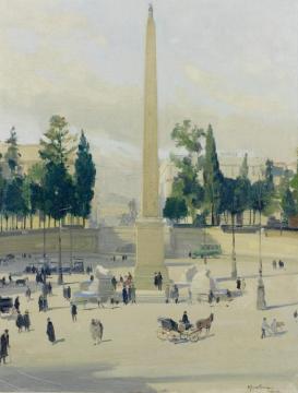 Piazza Del Popolo, Roma Artwork by Herbert James Gunn