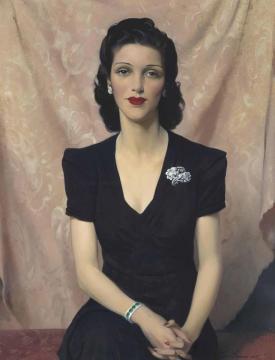Portrait Of Mrs Francine Clore NÉe Halphen, In A Black Dress, Wearing A Diamond And Emerald Bracelet Artwork by Herbert James Gunn