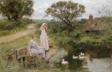 Feeding The Ducks Artwork by Henry John Yeend King
