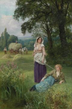 Haymaking Artwork by Henry John Yeend King