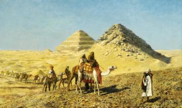 Camel Caravan Amid The Pyramids, Egypt Artwork by Edwin Lord Weeks