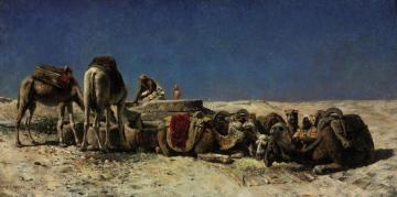 Camels Beside A Cistern Artwork by Edwin Lord Weeks