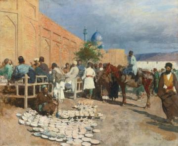 Persian CafÉ - The Pottery Seller Artwork by Edwin Lord Weeks