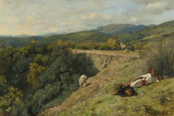 Shepherd On A Hill, Tetuan Artwork by Edwin Lord Weeks