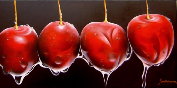 Cherries With Water Artwork by Heinz Scholnhammer