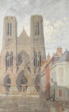 French Cathedral Artwork by Charles Hoffbauer