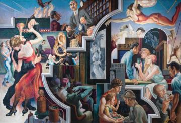 America Today: City Activities With Dancehall Artwork by Thomas Hart Benton