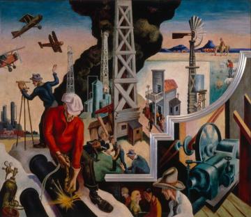 America Today: Changing The West, One Of The Ten Panels In This Mural Artwork by Thomas Hart Benton