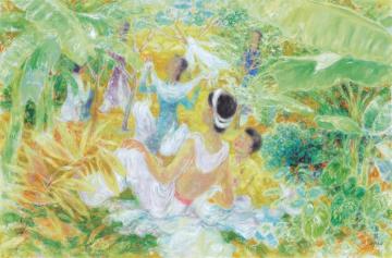 Young Girls In A Garden (jeunes Filles Dans Un Jardin) Artwork by Le Pho
