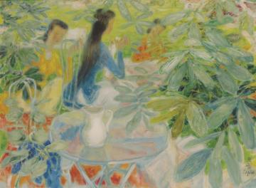 Tea In The Garden Artwork by Le Pho
