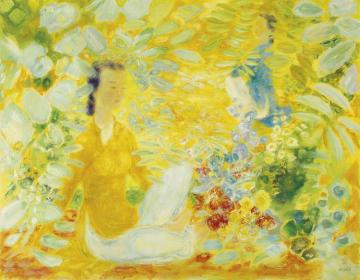 Two Ladies In The Garden Artwork by Le Pho