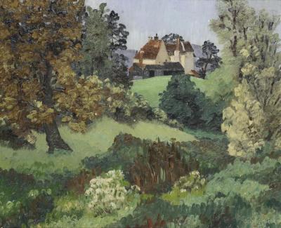 Landscape With Cottage Artwork by Sir Cedric Morris