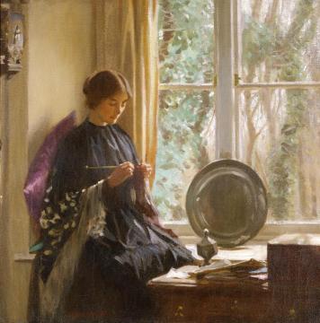 Knitting Artwork by Harold Knight