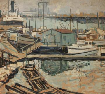 Dock With Shed Artwork by Walter Elmer Schofield