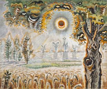 Moon Through The Young Sunflowers Artwork by Charles Burchfield