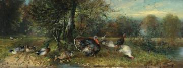 Ducks And Turkeys Artwork by Julius Scheuerer