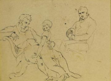 Seated Men With Child And Seated Woman Artwork by Thomas Sully