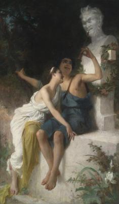 Young Lovers Mocking Pan Artwork by Emile Munier