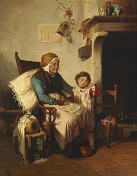 The Reading Lesson Artwork by Pietro Saltini