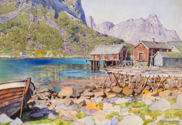 Fishing Docks, 1918 Artwork by Gunnar Widforss