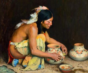 The Pottery Maker, 1923 Artwork by E. Irving Couse