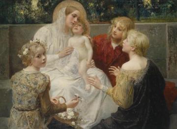 Madonna Mit Jesus Umgeben Von Kindern, 1896 Artwork by Eduard Veith