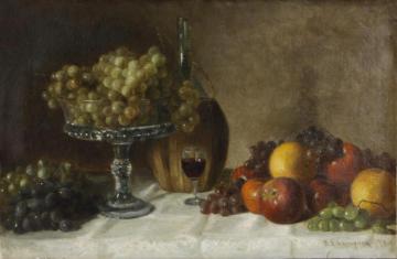 Still Life With Wine And Fruit Artwork by Benjamin Champney